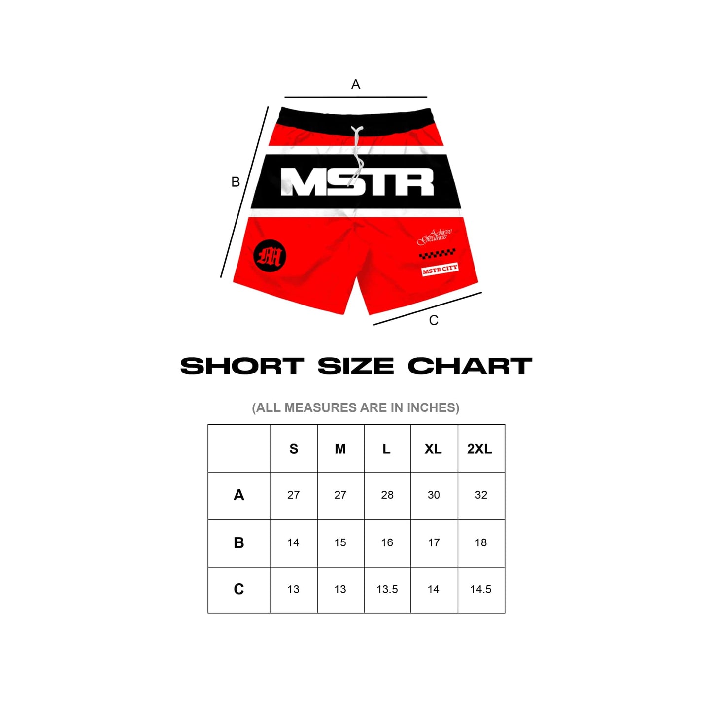 MSTR - TRICOLOR COLLECTION "NOT SET" EMBRO PATCH MESH SHORT (RED)