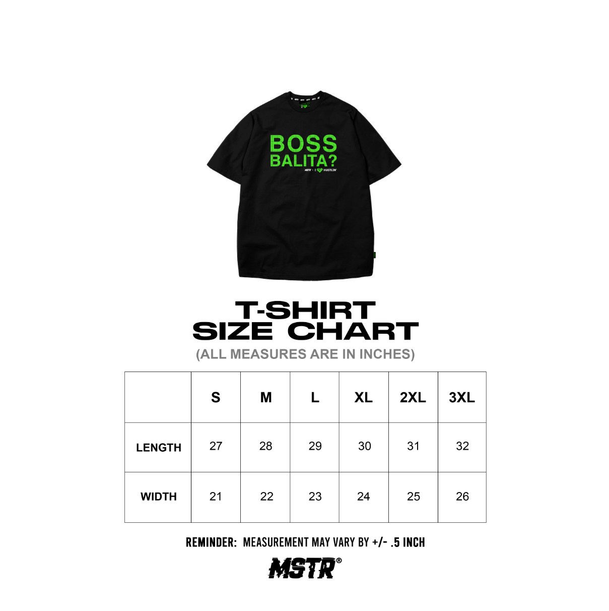 MSTR X HUSTLIN COLLAB 2025 "BOSS" TSHIRT (BLACK)