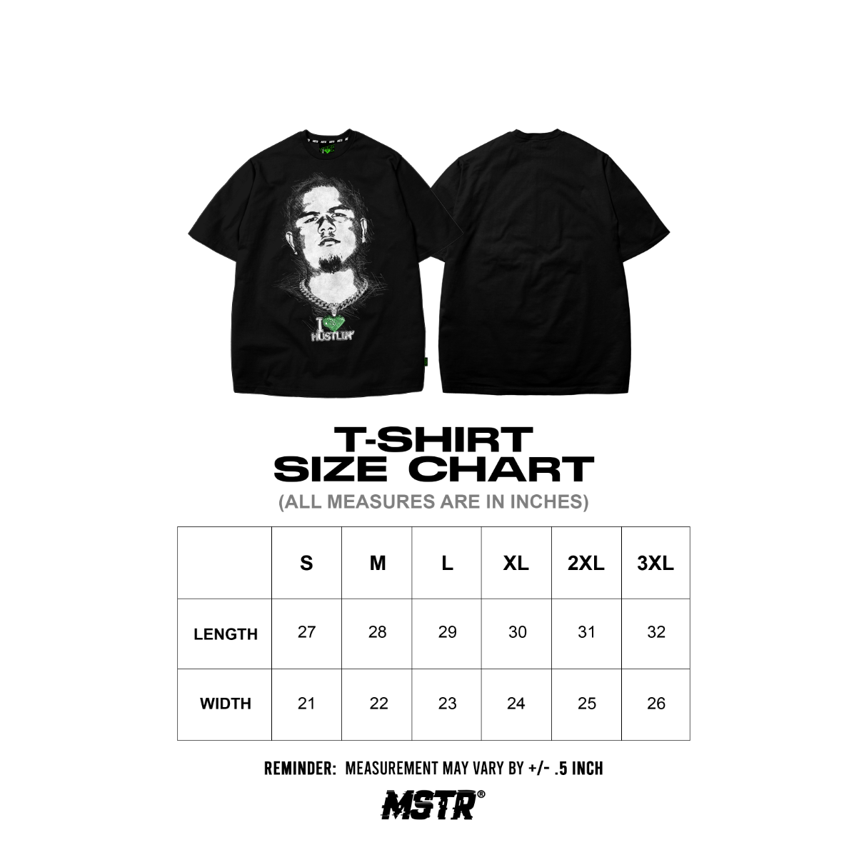 MSTR X HUSTLIN COLLAB 2025 "CHUBB" TSHIRT (BLACK)