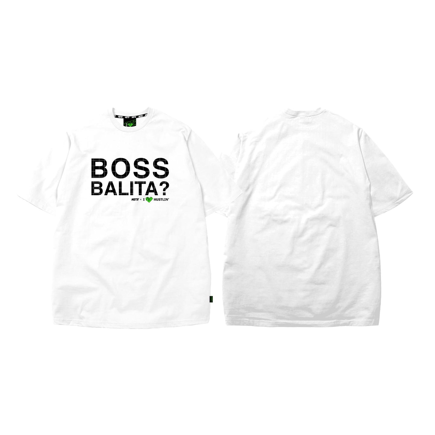 MSTR X HUSTLIN COLLAB 2025 "BOSS" TSHIRT (WHITE)