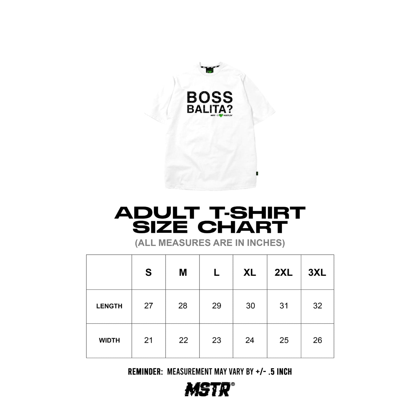 MSTR X HUSTLIN COLLAB 2025 "BOSS" TSHIRT (WHITE)