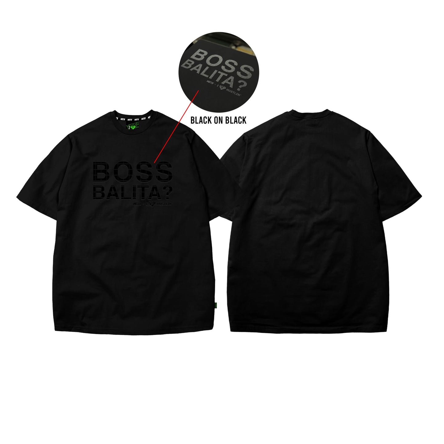 MSTR X HUSTLIN COLLAB 2025 "BOSS META" TSHIRT (BLACK)