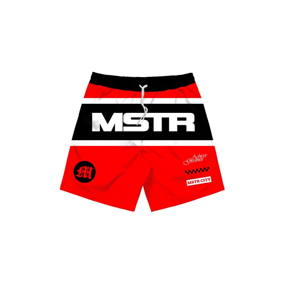 MSTR - TRICOLOR COLLECTION "NOT SET" EMBRO PATCH MESH SHORT (RED)