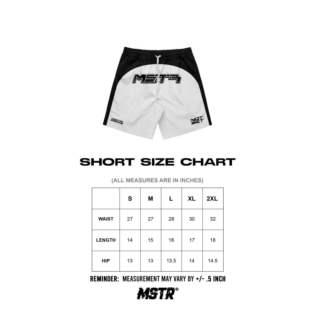 MSTR - HOARD COLLECTION "H3" CUT & SEW SHORT (WHITE BLACK)