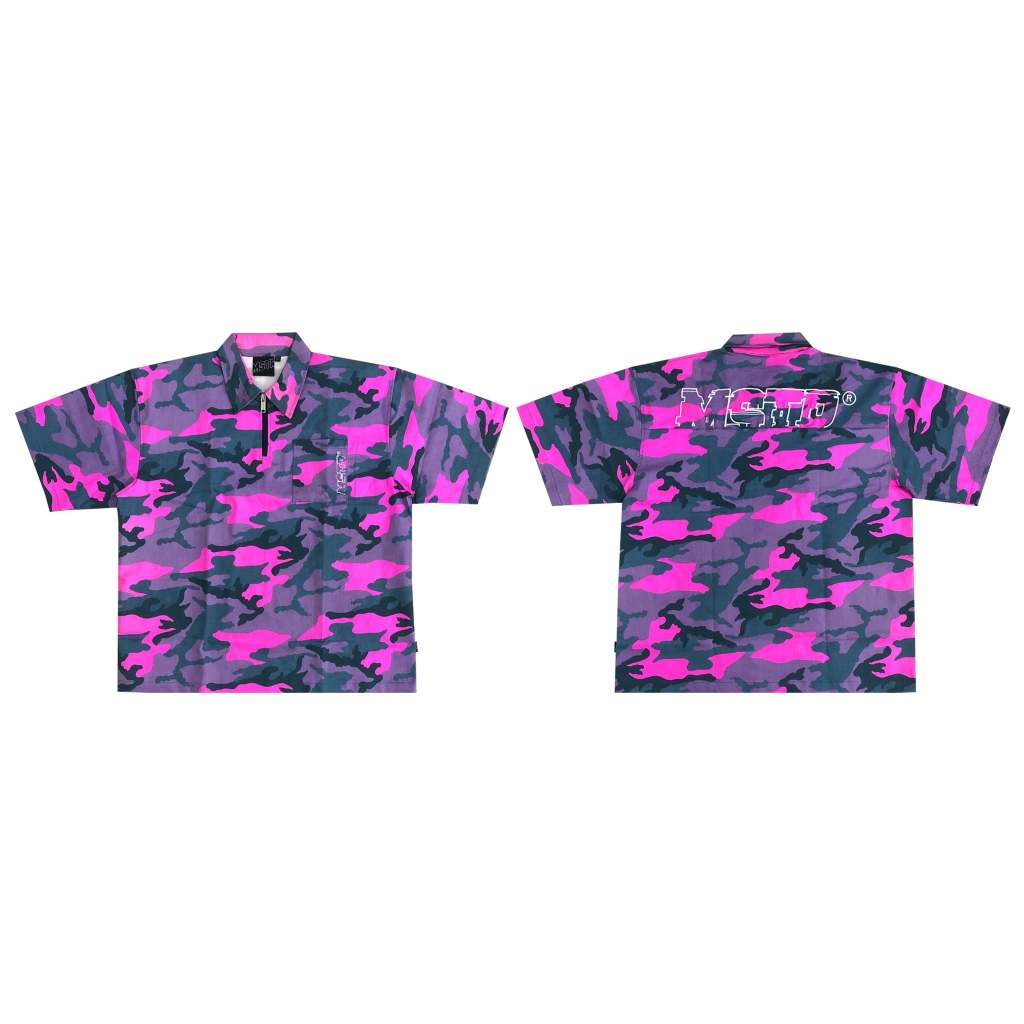 MSTR - CAMOUFLAGE COLLECTION "ZIP CAMOU" ZIP POLO SHIRT (PINK)